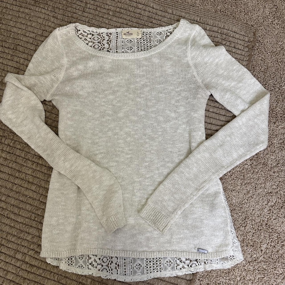 Hollister Light Gray Lace Women's Sweater